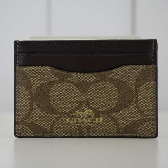 Coach Signature PVC Card Case/Holder Brown F63279 - Picture 1 of 3